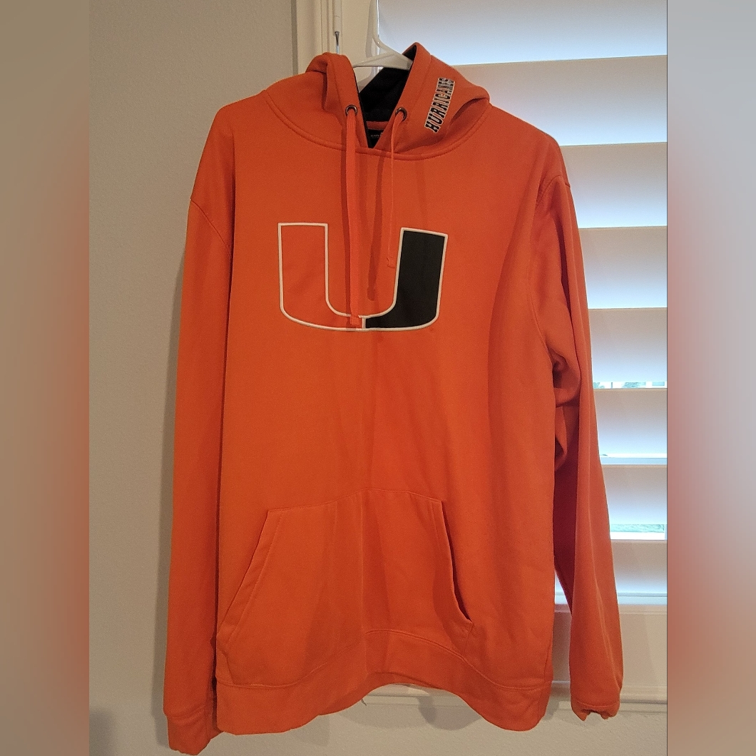 Mens Ncaa Orange Football Miami Hurricanes Pullover Hoodie Xl